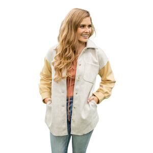 The Native One Colorblock Shacket Oversized Button Up Jacket Size S Small